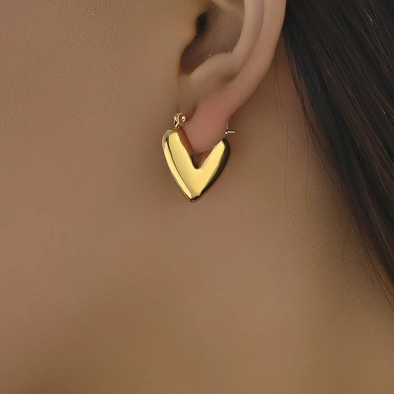 Orecchini Cuori 3D bombati acciaio anallergico Silver o Gold
