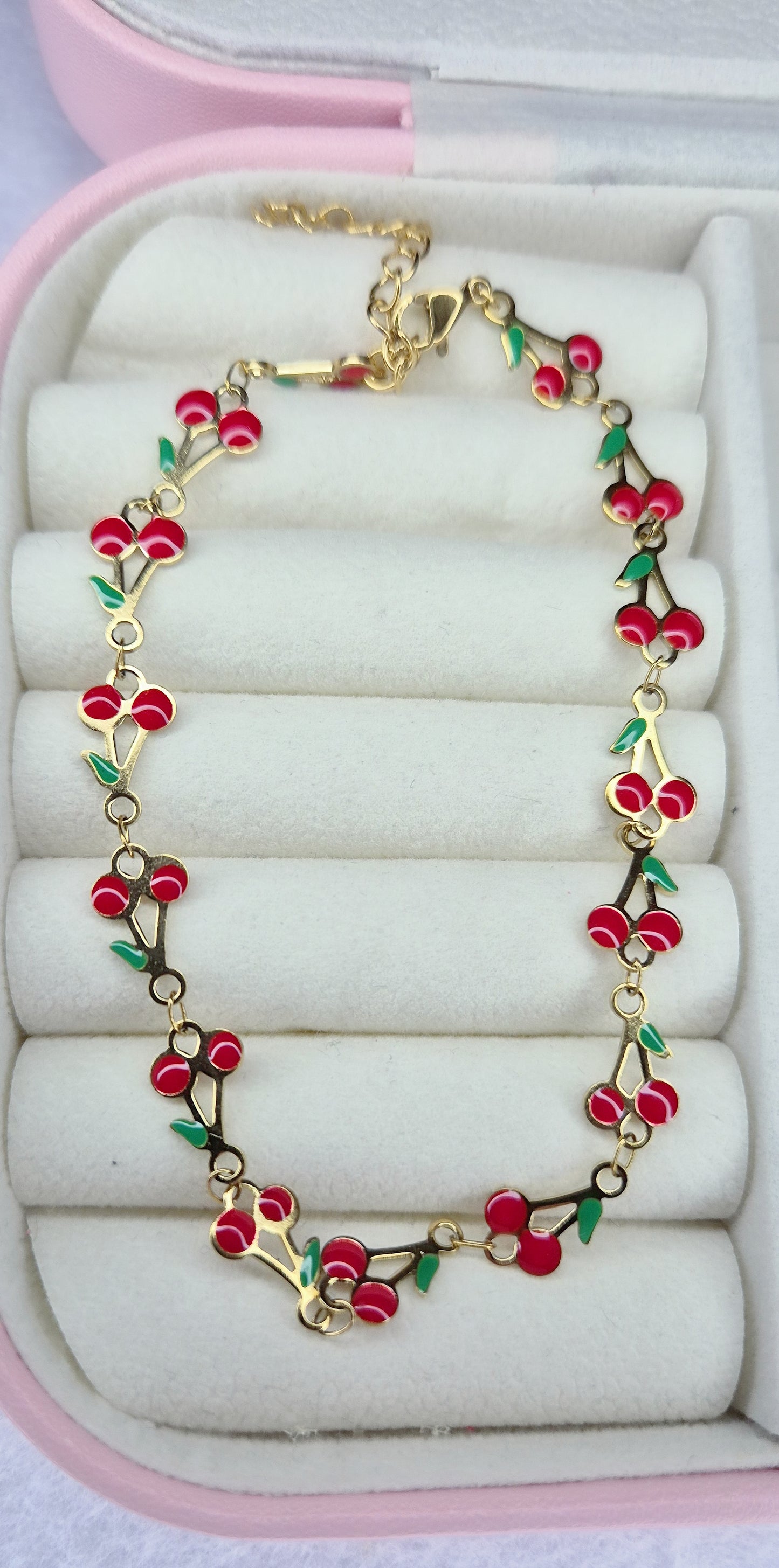 Bracciale Ciliegie 🍒 in acciaio colorato smaltato base Silver o Gold mis.regolab.