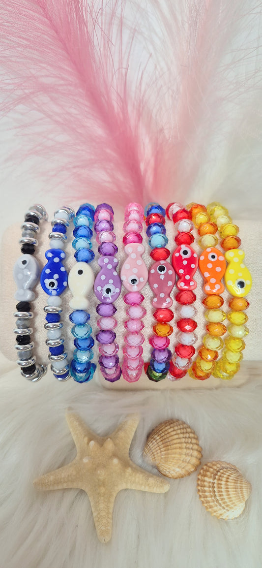 Bracciale Pesciolino 🐠 elastico con pietre colorate misura standard adulta ediz.limitata