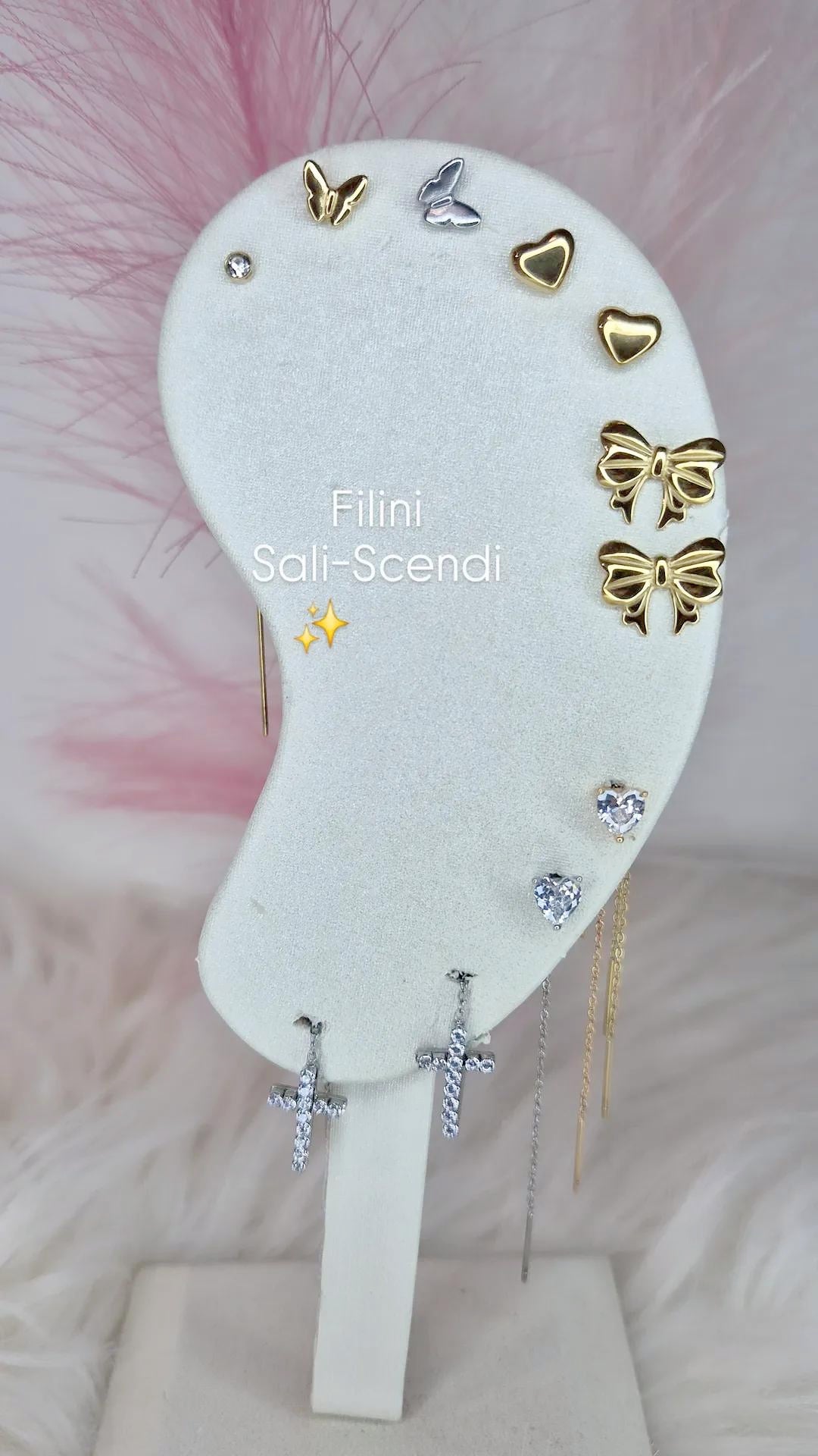 Orecchini Filini Sali scendi Farfalle 3D in acciaio anallergico
