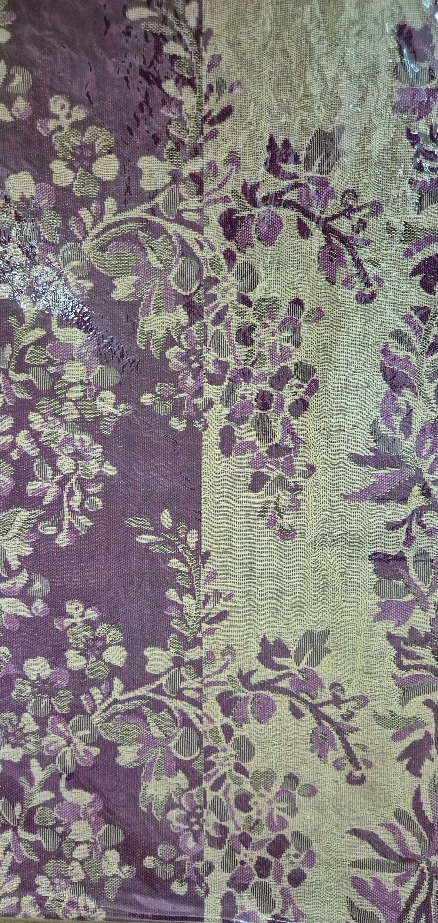 Foulard 100% Viscosa Lurex fantasia Foglie & Fiori + IN OMAGGIO 1 Pinza Fiore