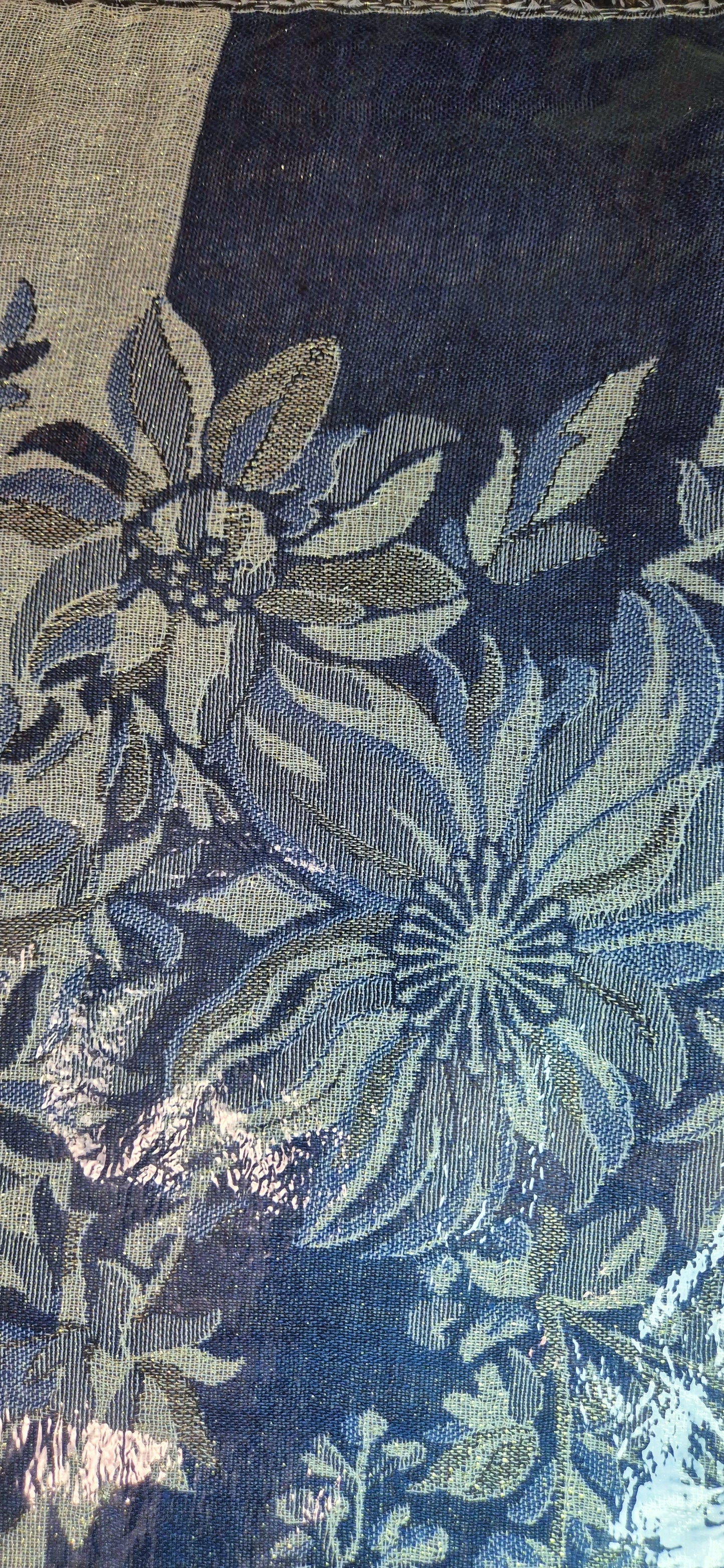 Foulard 100% Viscosa Lurex fantasia Foglie & Fiori + IN OMAGGIO 1 Pinza Fiore