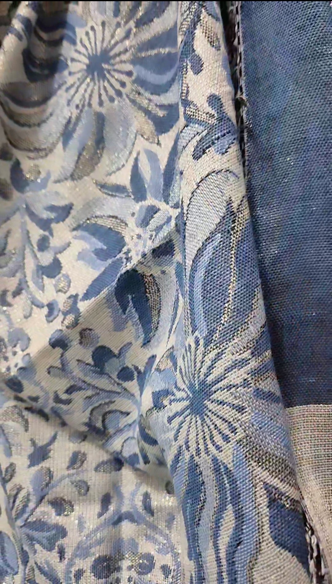 Foulard 100% Viscosa Lurex fantasia Foglie & Fiori + IN OMAGGIO 1 Pinza Fiore