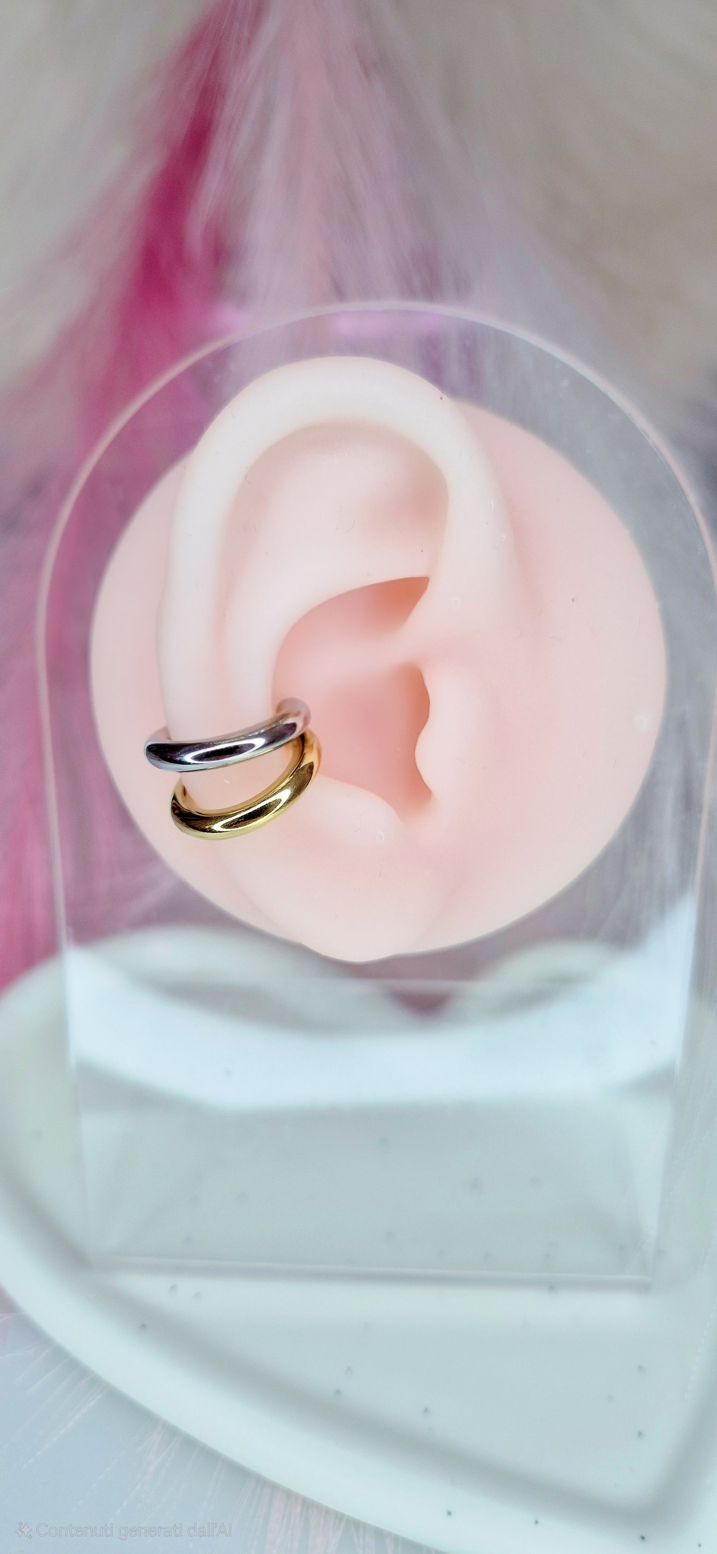 Ear cuff bicolor orecchino da cartilagine in acciaio anallergico