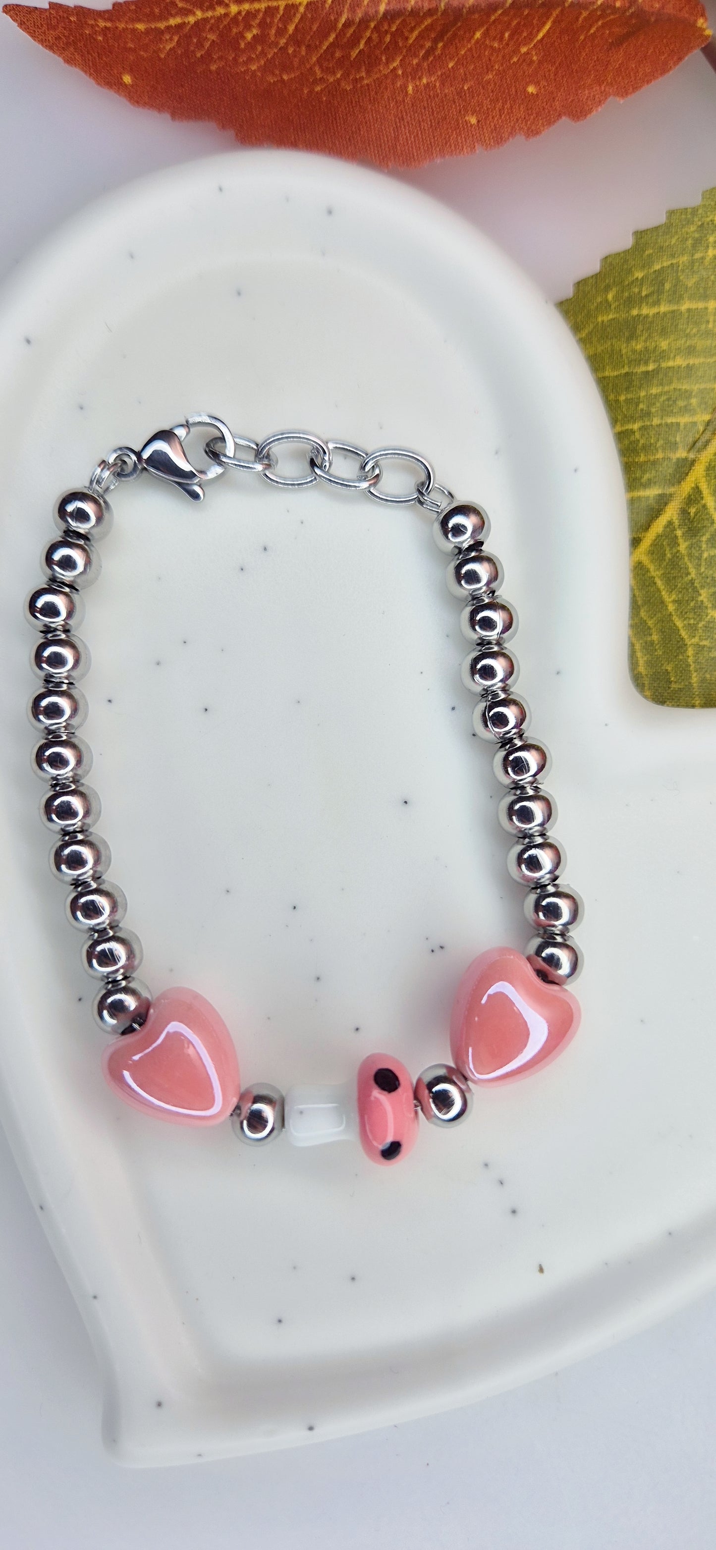 Bracciale e orecchini Cuori & Funghetti 🍄 100% acciaio anallergico silver