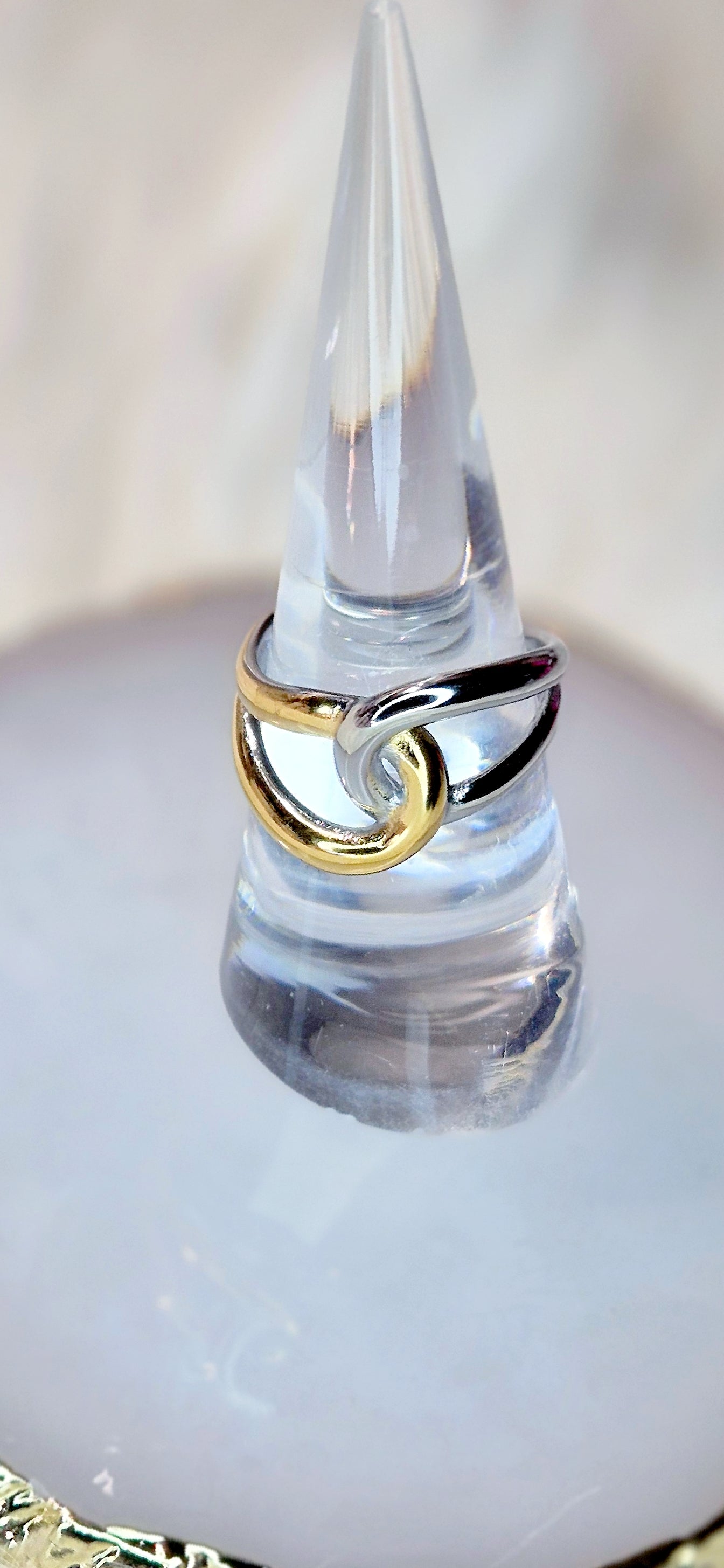 Anello Acciaio Bicolor Incrocio o Abbraccio mis. regolabile