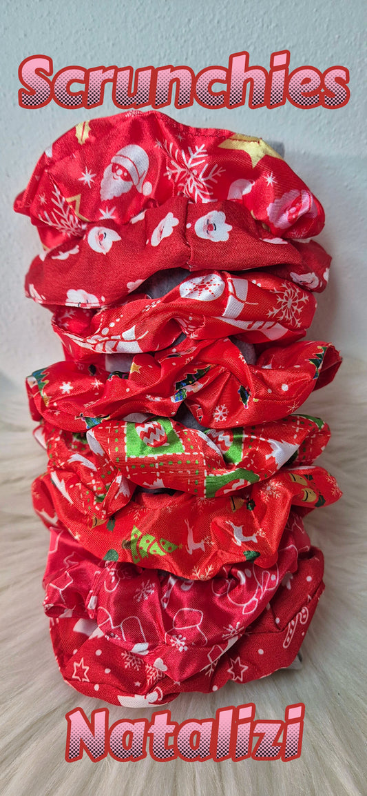Scrunchies elastici per capelli in raso a tema Natale 🎅🏻🎄✨️