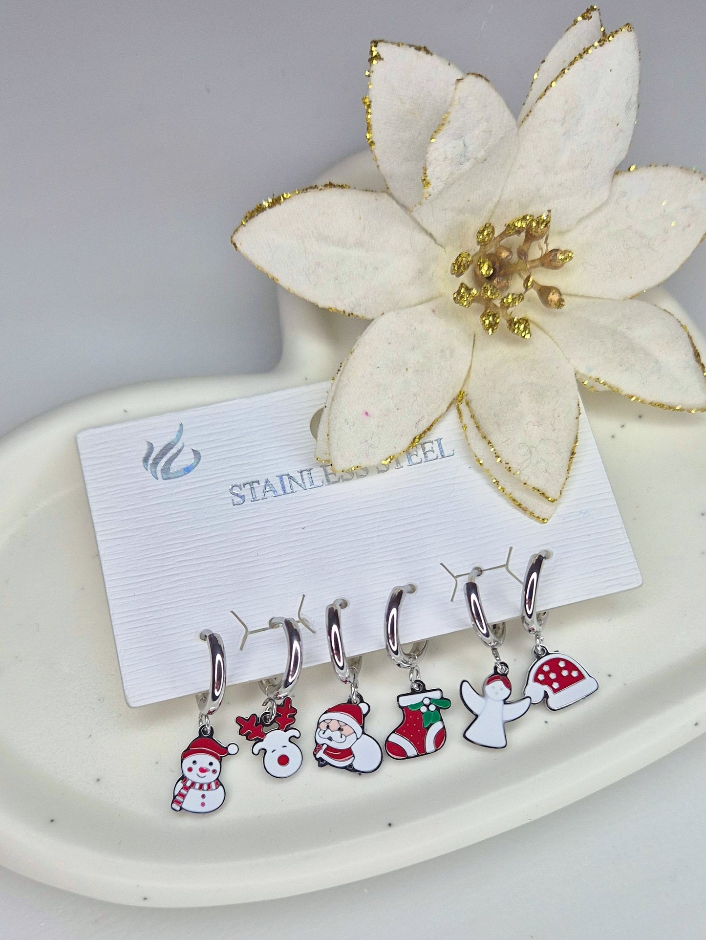 Orecchini Natalizi🎅🏻 singoli mini hoops da 1cm in acciaio Silver anallergico