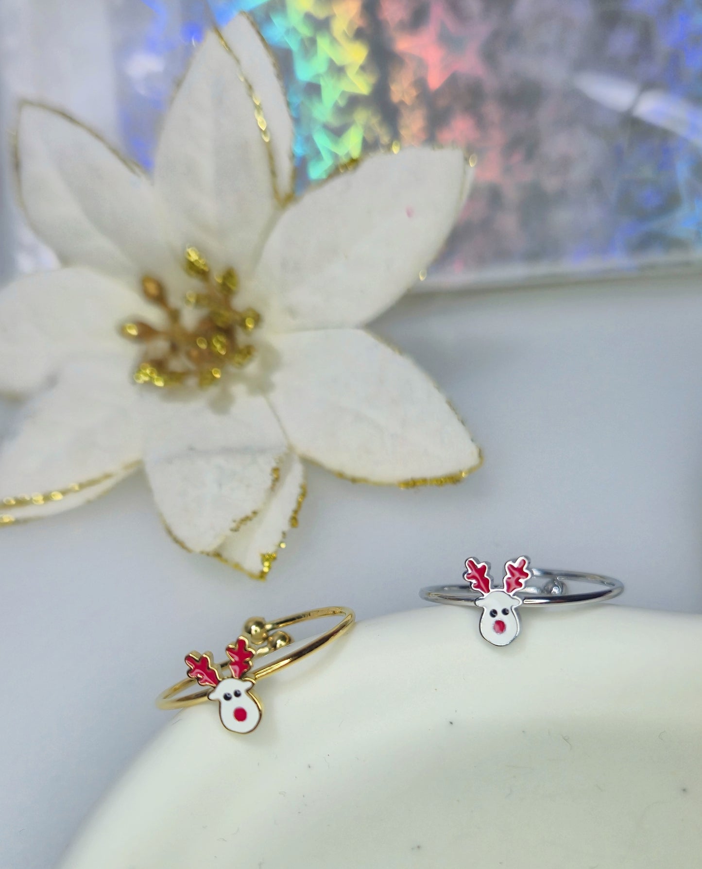 Anello Renna Rudolph in acciaio Silver o Gold mis.regolabile