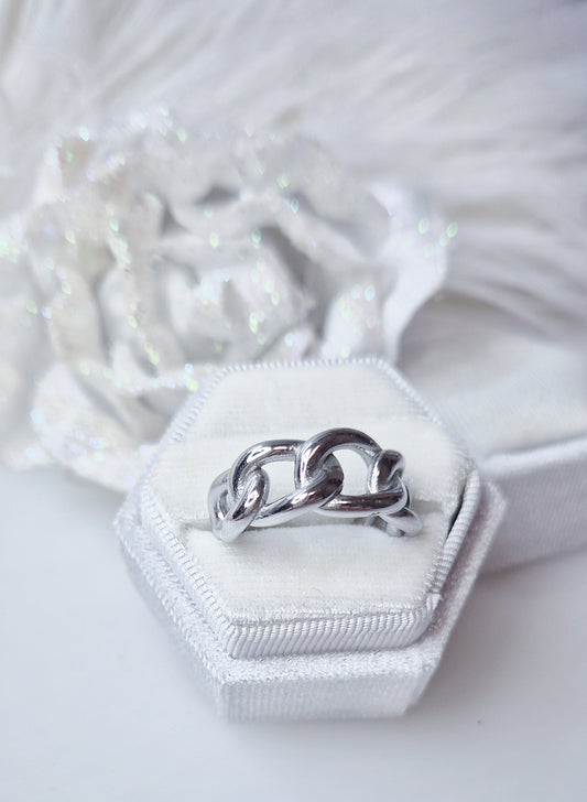 Anello catena 100% acciaio silver misura regolab.