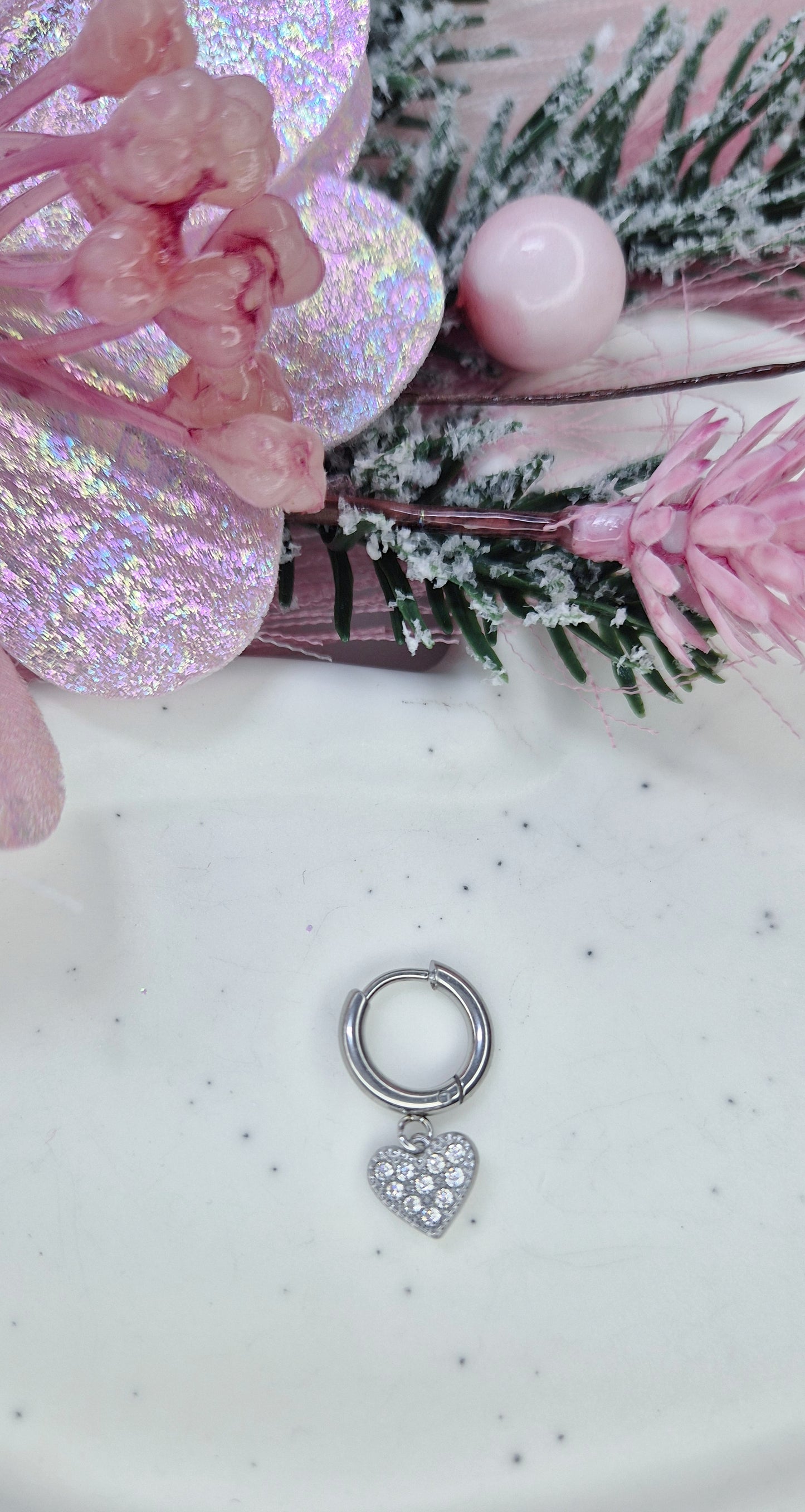 Mono Orecchino Mini Hoop 1cm in acciaio anallergico silver con pendenti strass 💎