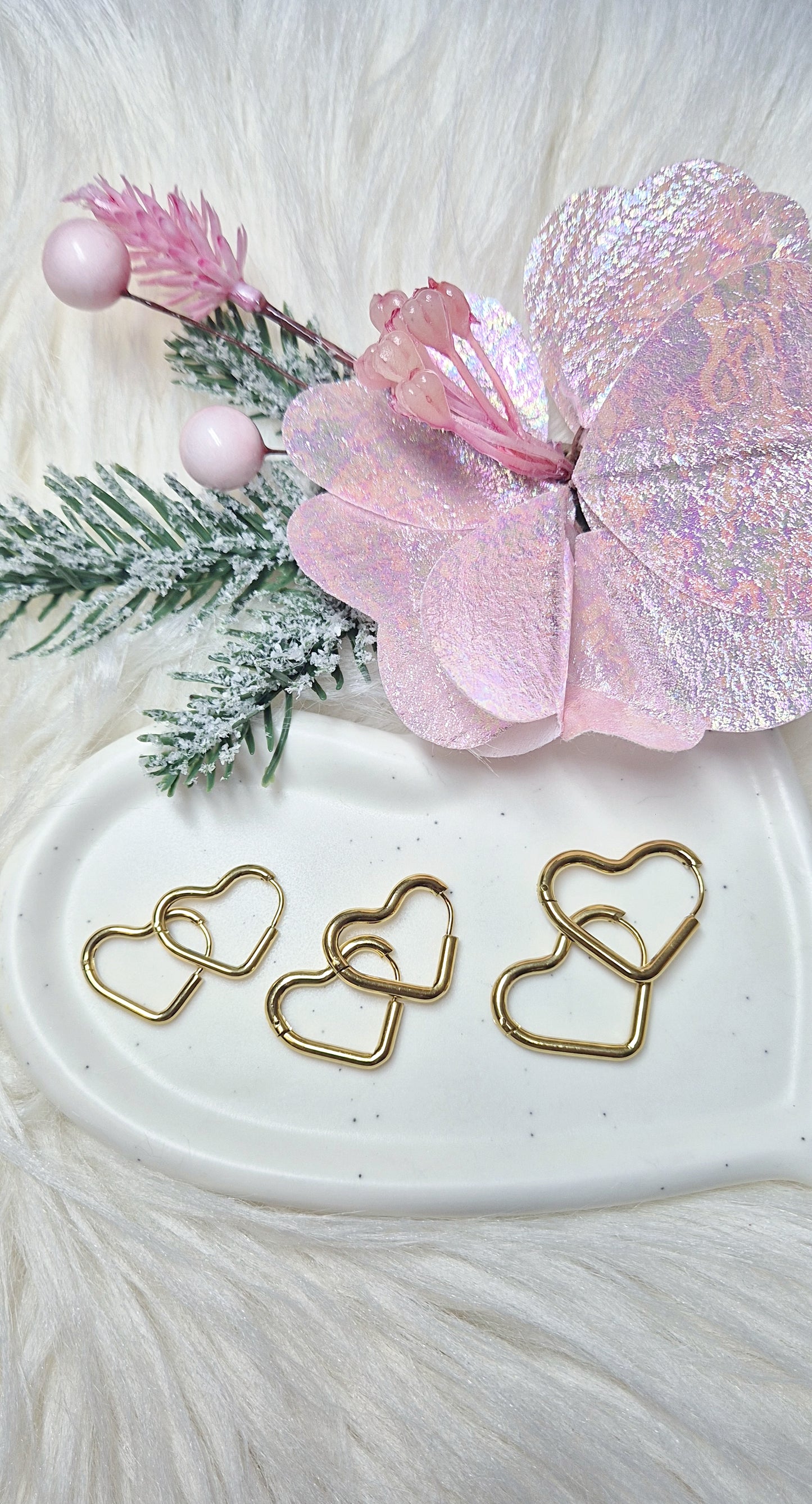 Coppia Orecchini a Cuore ♡ acciaio anallergico Silver/Gold disp. 3 misure