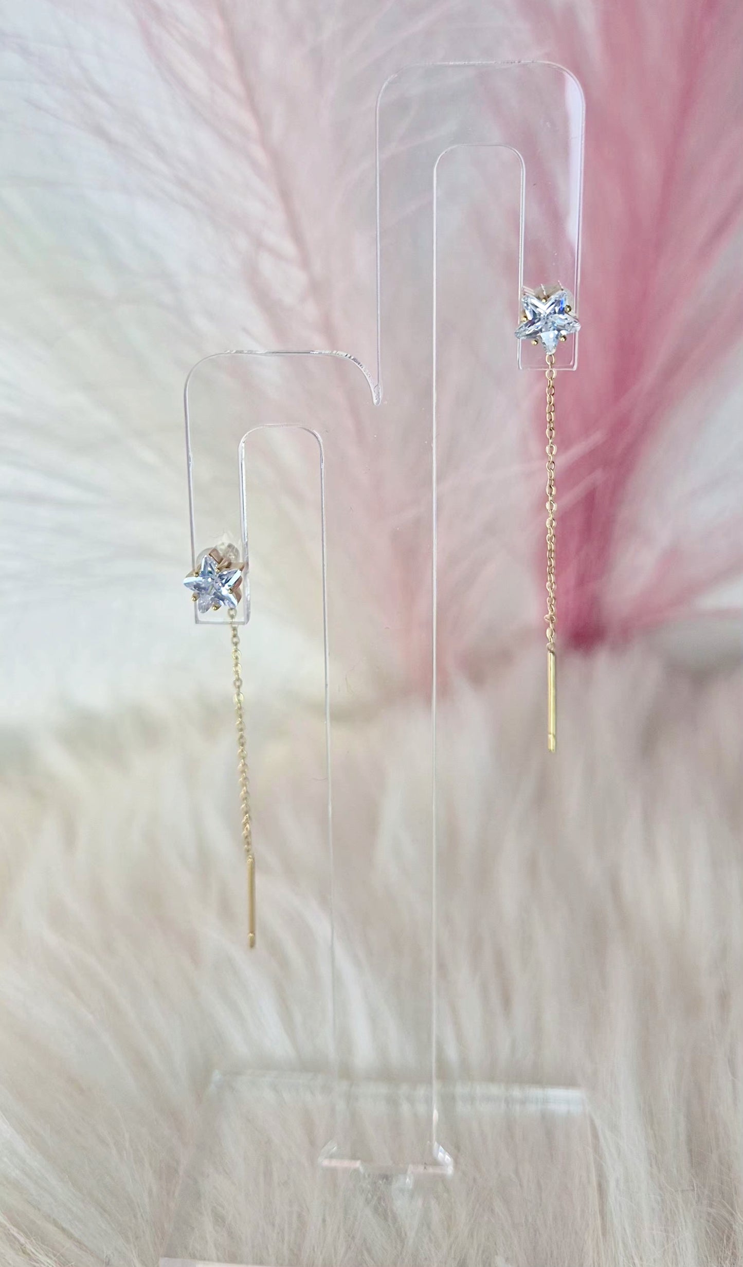 Orecchini Filini Sali-Scendi con Stella crystal ⭐️ acciaio anallergico Silver o Gold