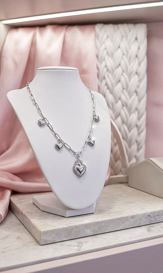 Collana Sacro Cuore effetto sonaglio in acciaio Silver o Gold