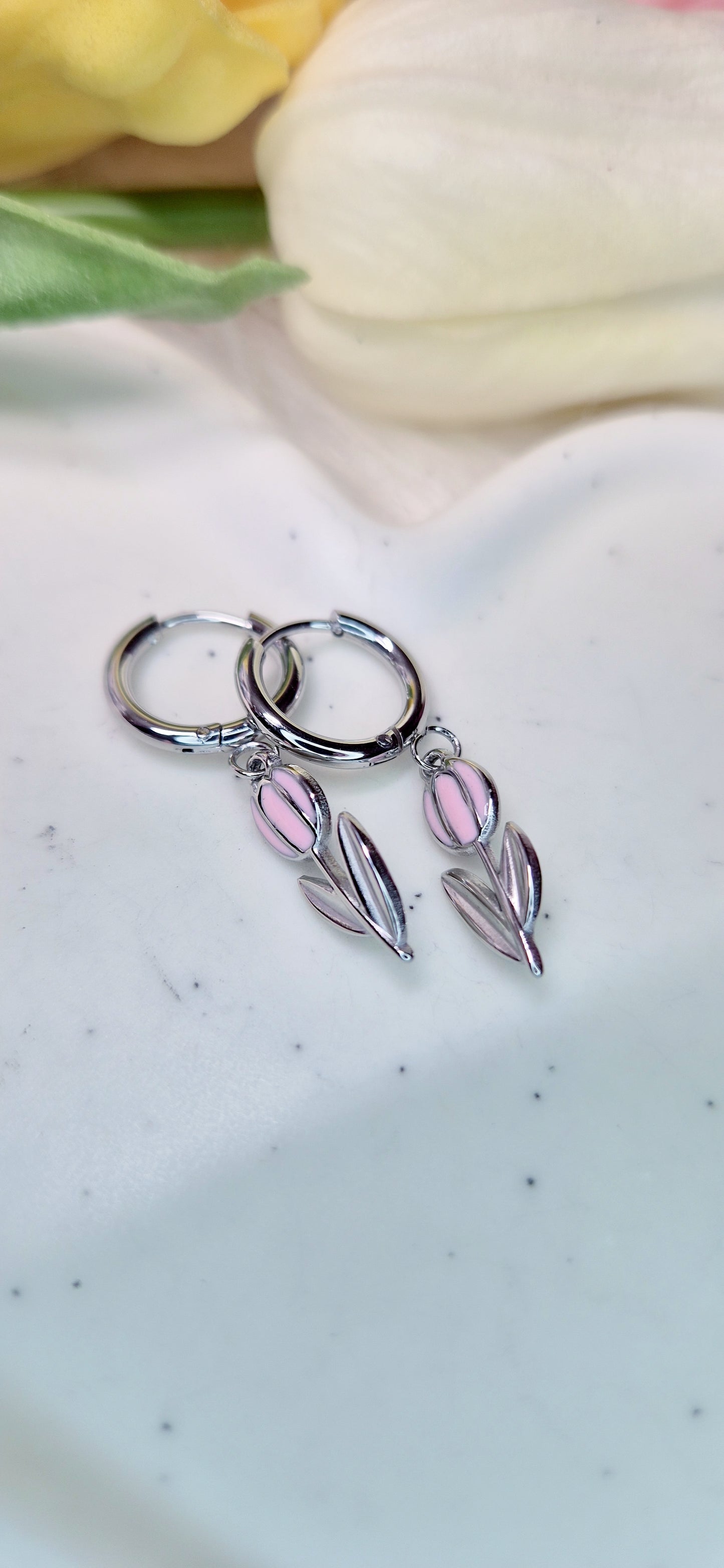 Orecchini Tulipano 🌷 mini hoops 1 cm in acciaio silver anallergico