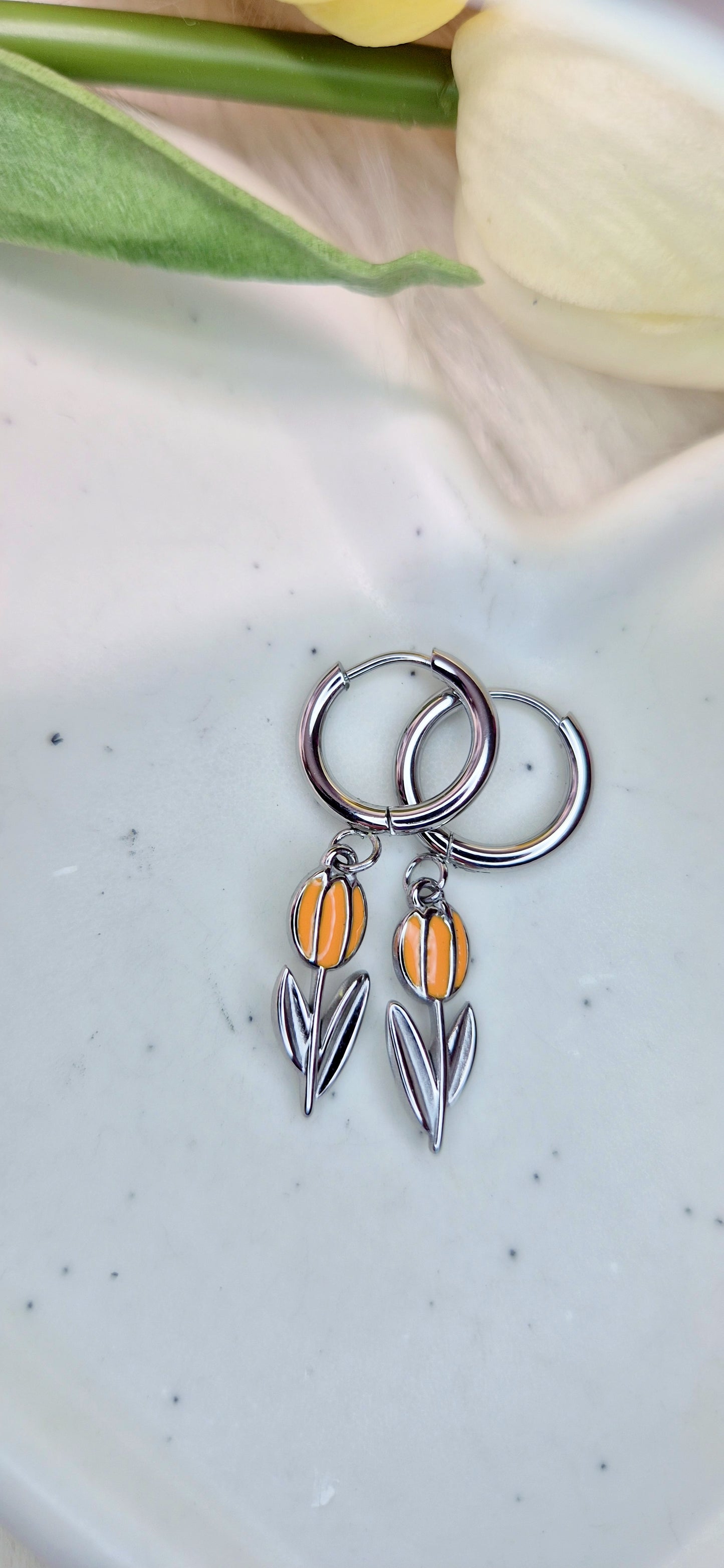 Orecchini Tulipano 🌷 mini hoops 1 cm in acciaio silver anallergico