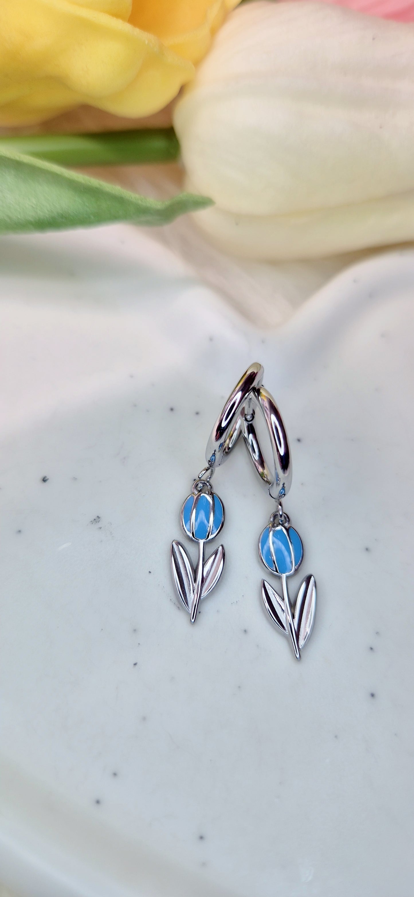 Orecchini Tulipano 🌷 mini hoops 1 cm in acciaio silver anallergico