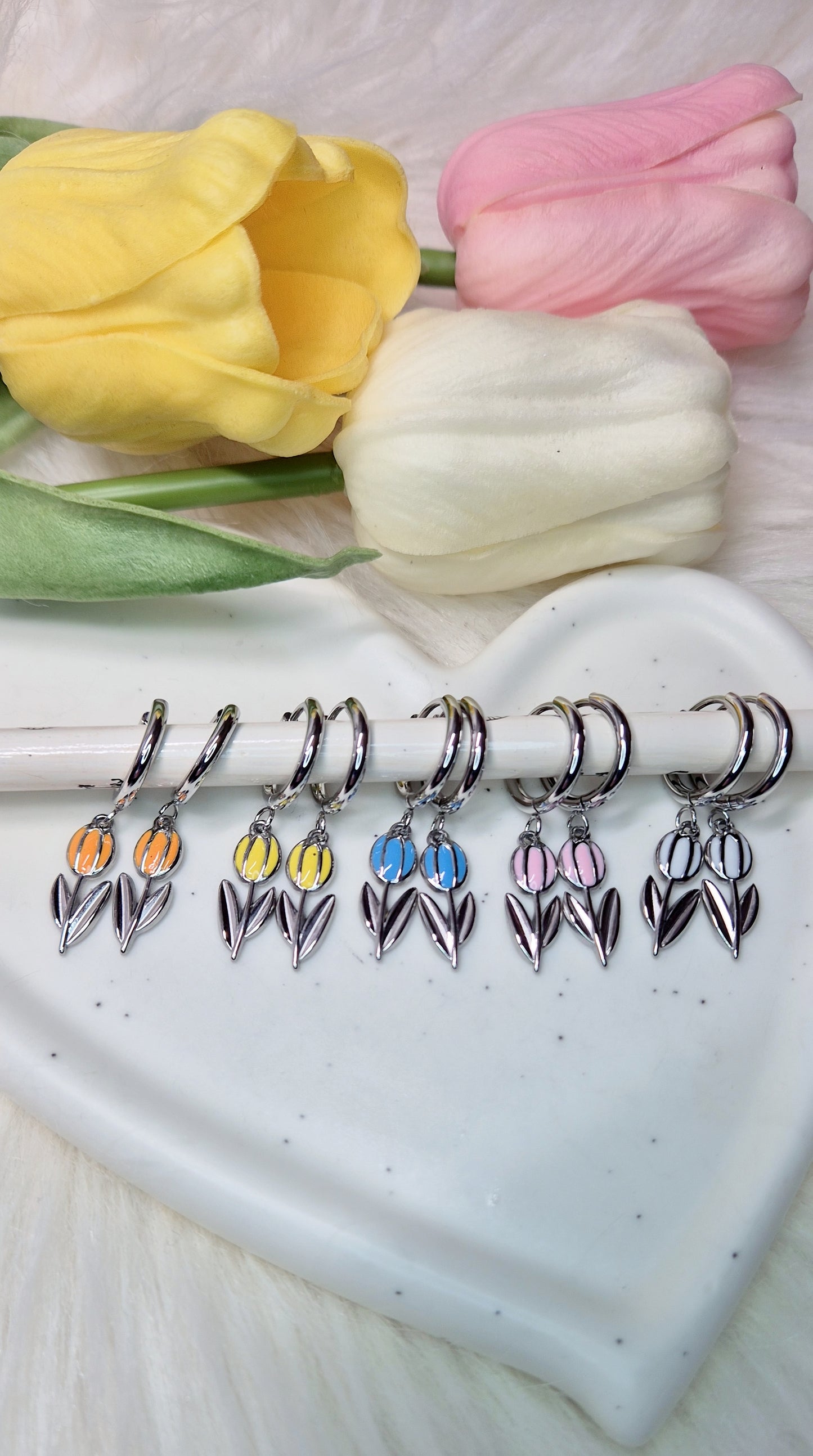 Orecchini Tulipano 🌷 mini hoops 1 cm in acciaio silver anallergico