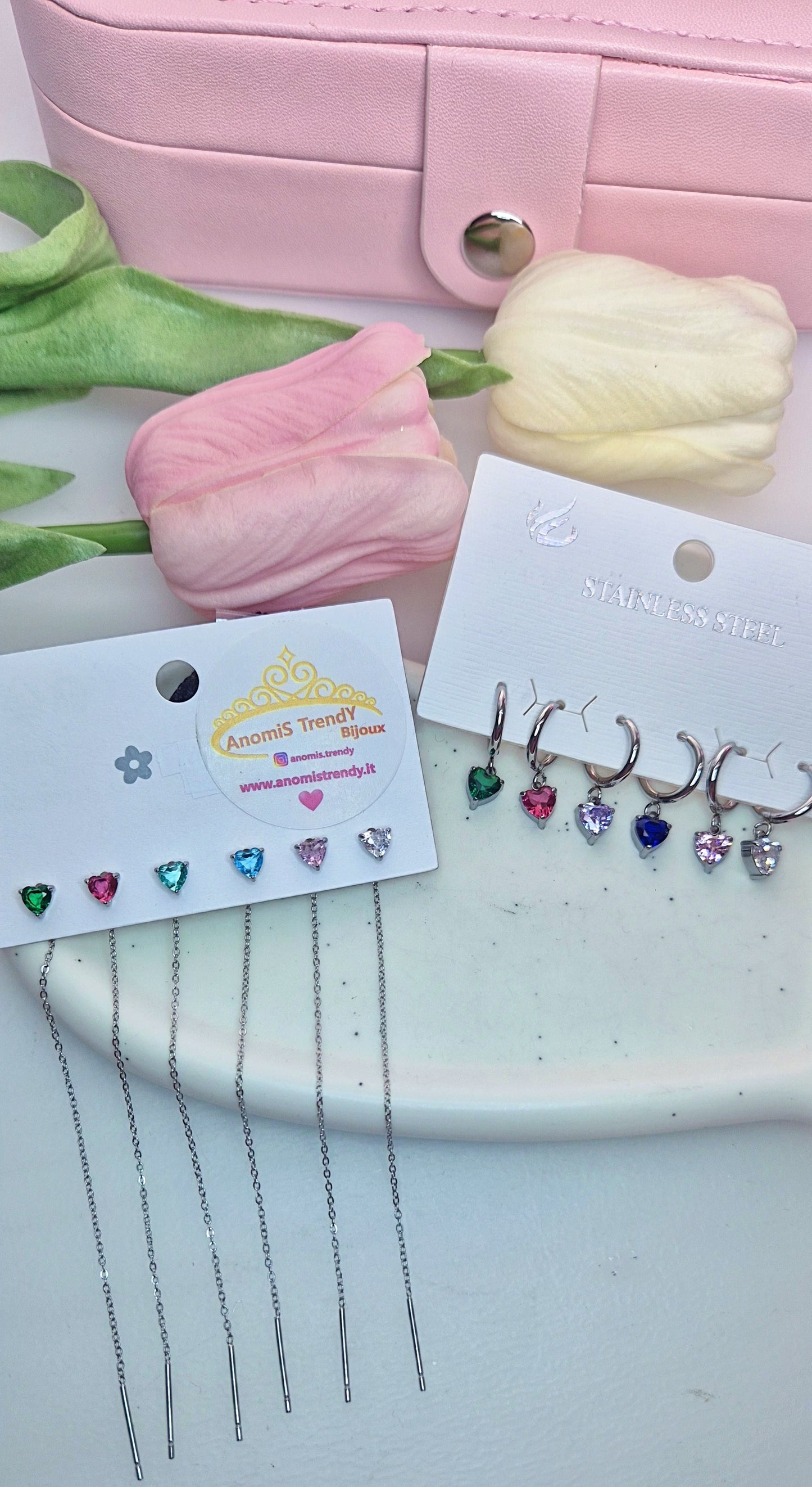 Nuovi Filini Sali-Scendi Cuori e mini hoops Cuori acciaio silver