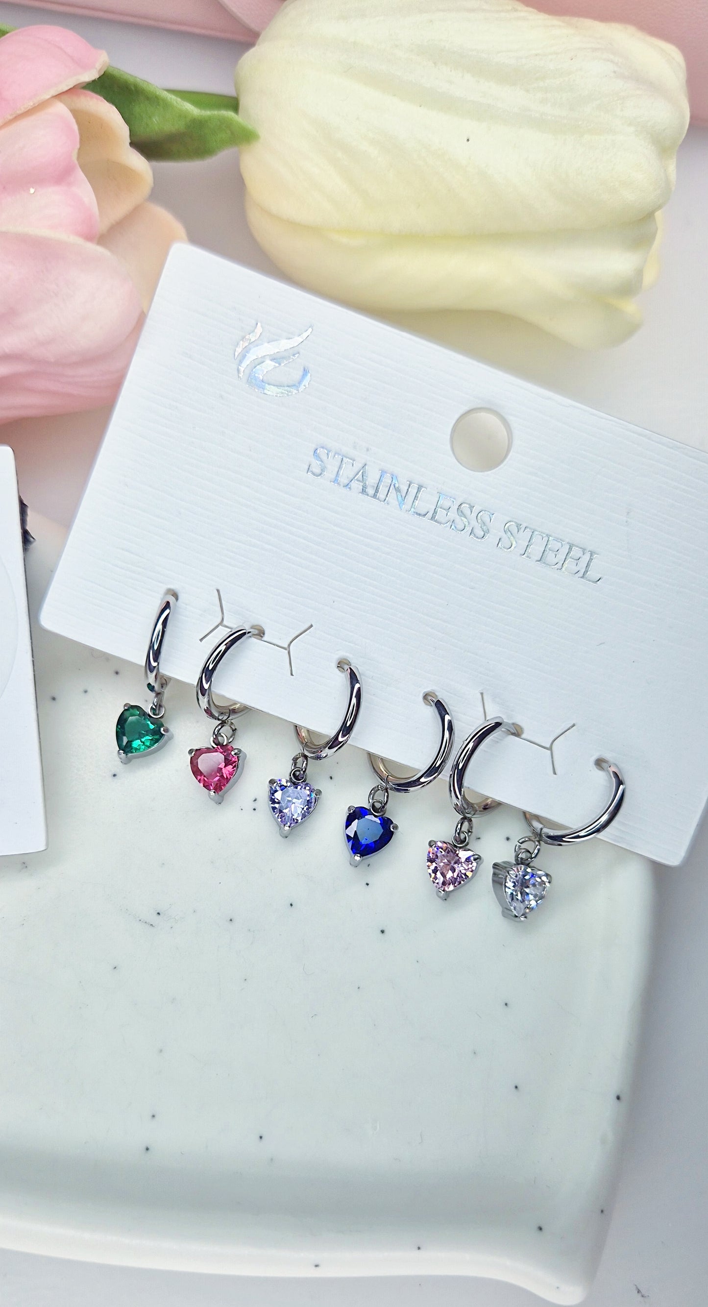 Nuovi Filini Sali-Scendi Cuori e mini hoops Cuori acciaio silver