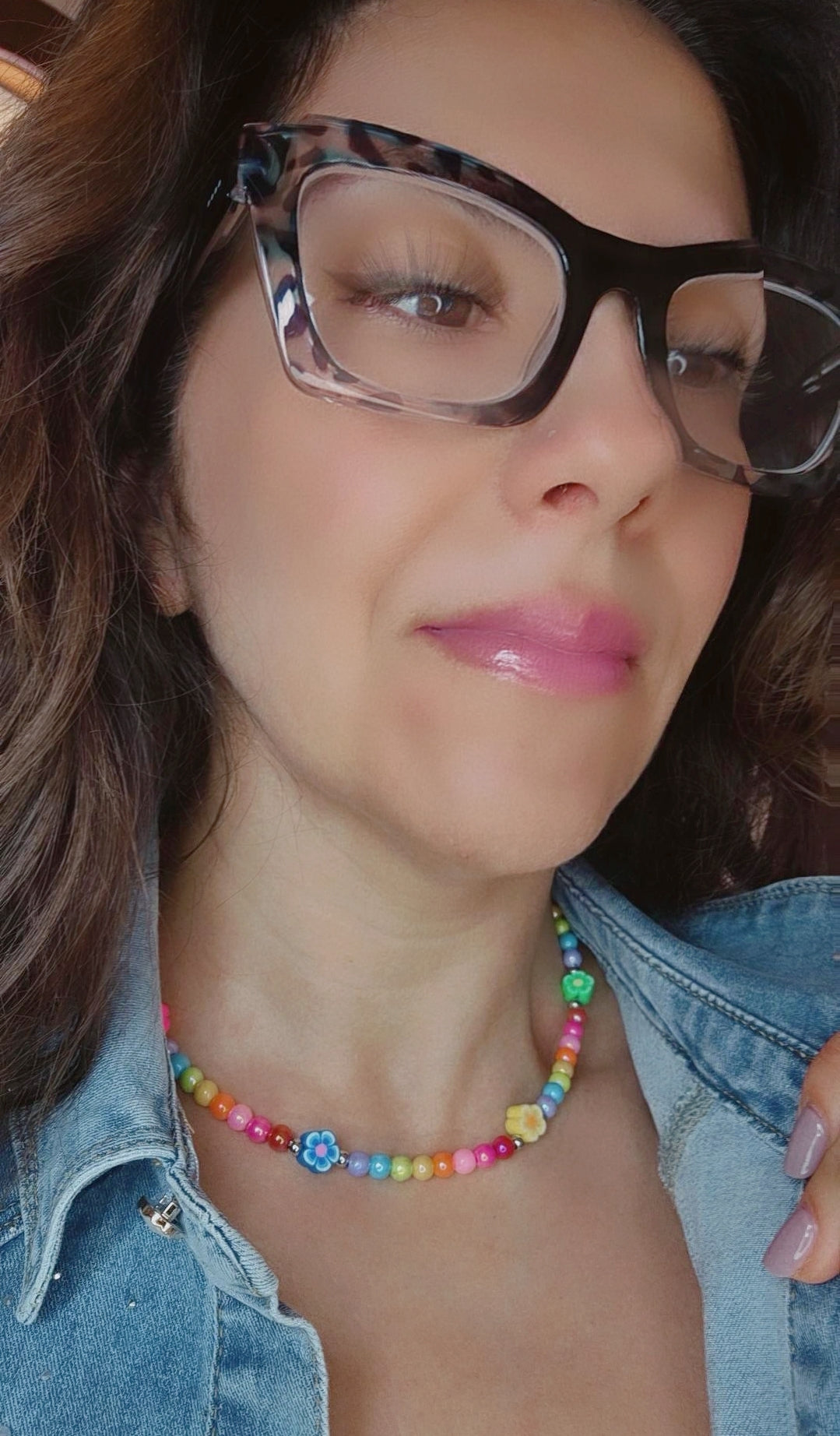 Collana multicolor in versione Fiorellini, Pesciolini o Orsetti Gommosi 40cm chiusura acciaio silver