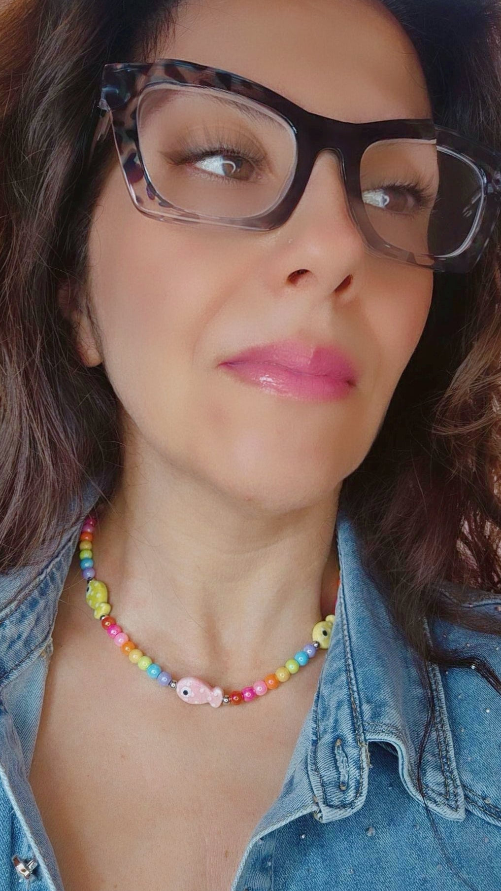 Collana multicolor in versione Fiorellini, Pesciolini o Orsetti Gommosi 40cm chiusura acciaio silver