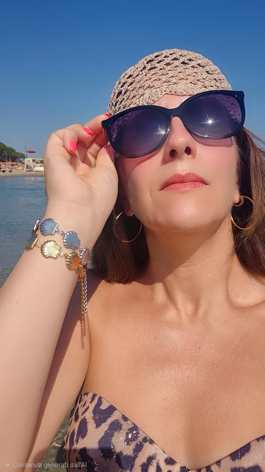 Bracciale Conchiglia 🐚 estate 2026 *effetto sonaglio* in acciaio Silver o Gold mis. regolab.