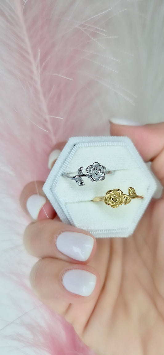 Anello Rosa in acciaio silver/gold misura regolabile