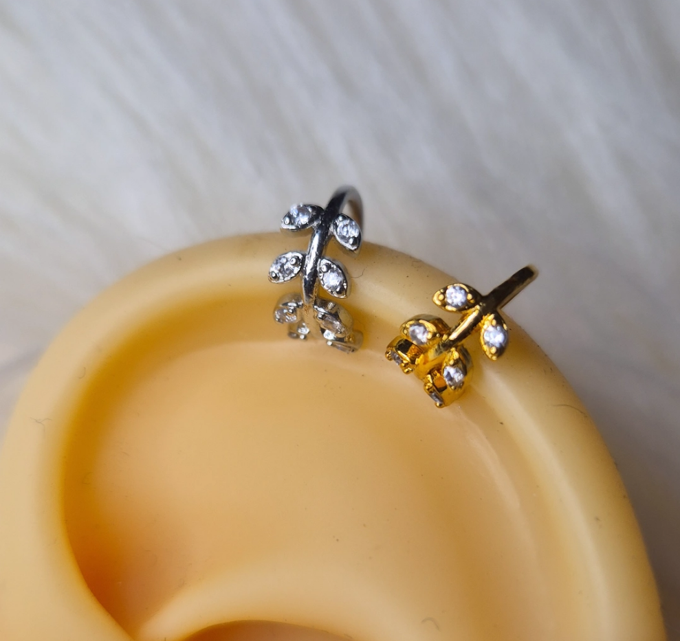 Ear cuff orecchini da cartilagine - senza foro - in acciaio silver