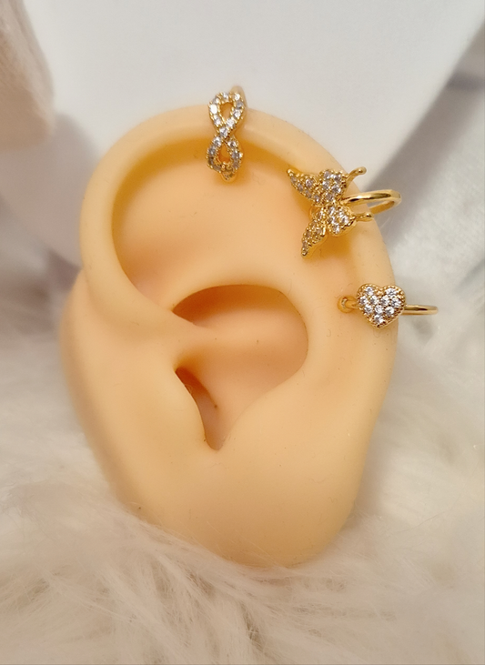 Ear cuff orecchini da cartilagine - senza foro - in acciaio gold