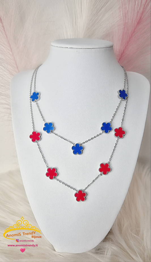 Collana e Bracciale Fiorellini smaltati stile Van Cleef & A. 🌸 in acciaio silver anallergico