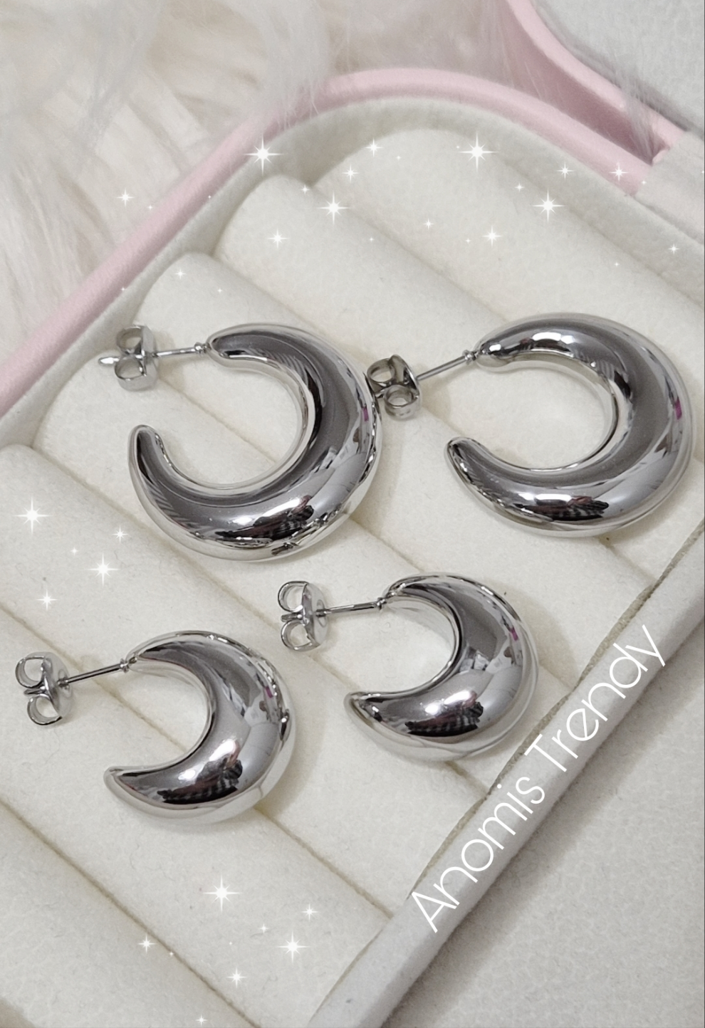 Orecchini cerchi bombati 100% acciaio anallergico Silver o Gold varie misure e modelli