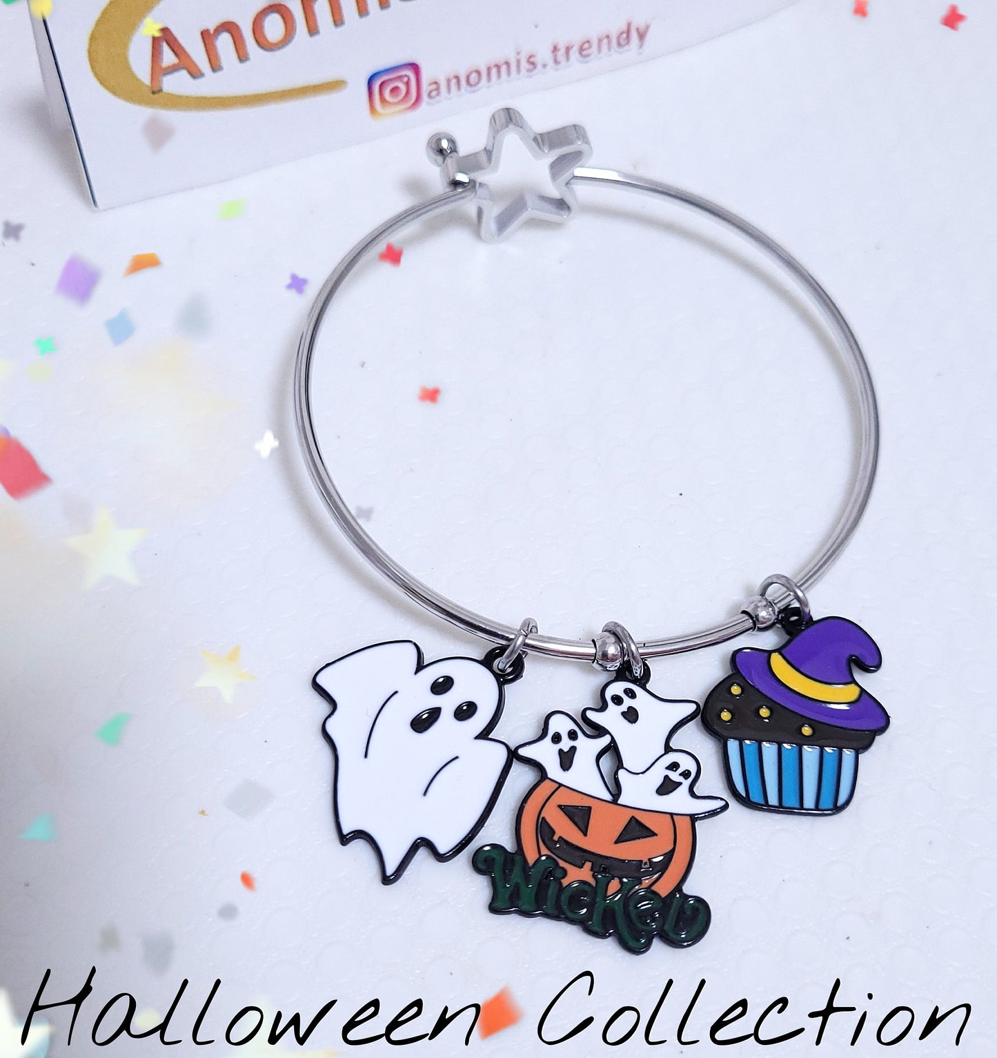 Bracciale mod. Kidult in acciaio con charms Halloween a scelta