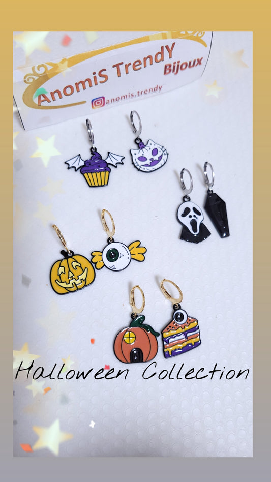 Orecchini Halloween cerchi 1cm acciaio personalizzabili (comunicare soggetto/i scelto/i)