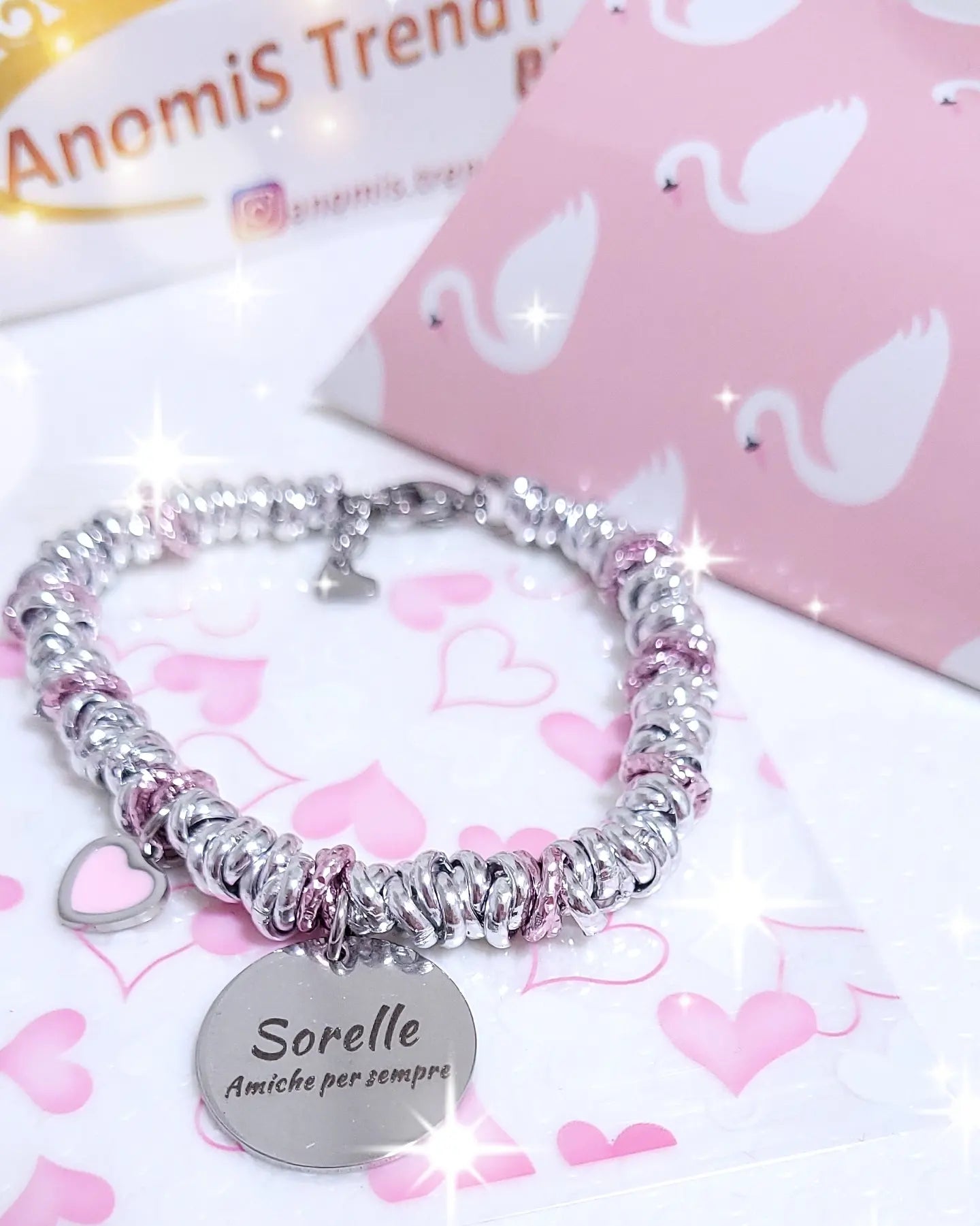 Bracciale NODINI MIX ARGENTO & ROSA personalizzabile