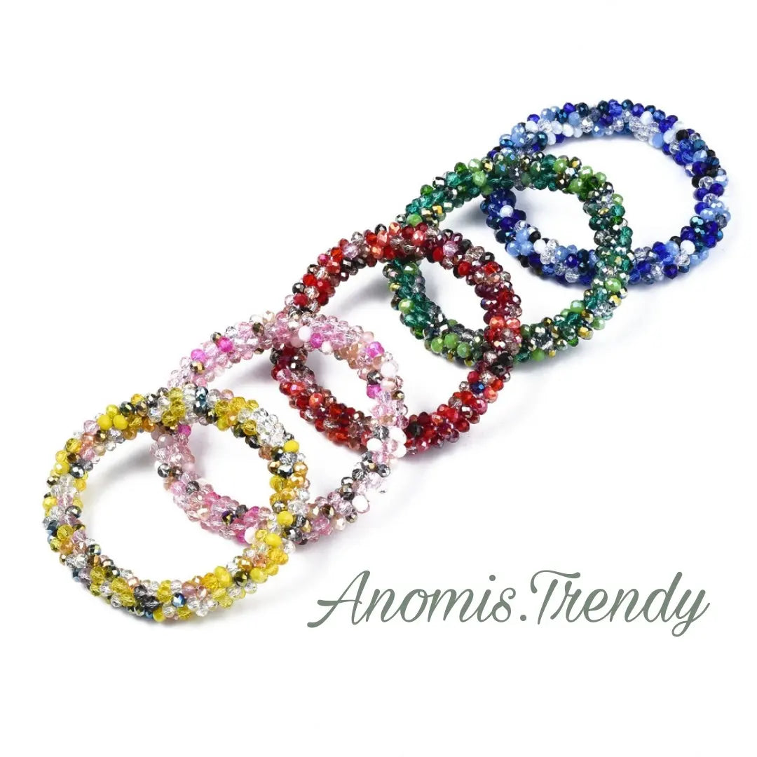 Bracciale tubolare elastico con cristalli multisfaccettati luminosi