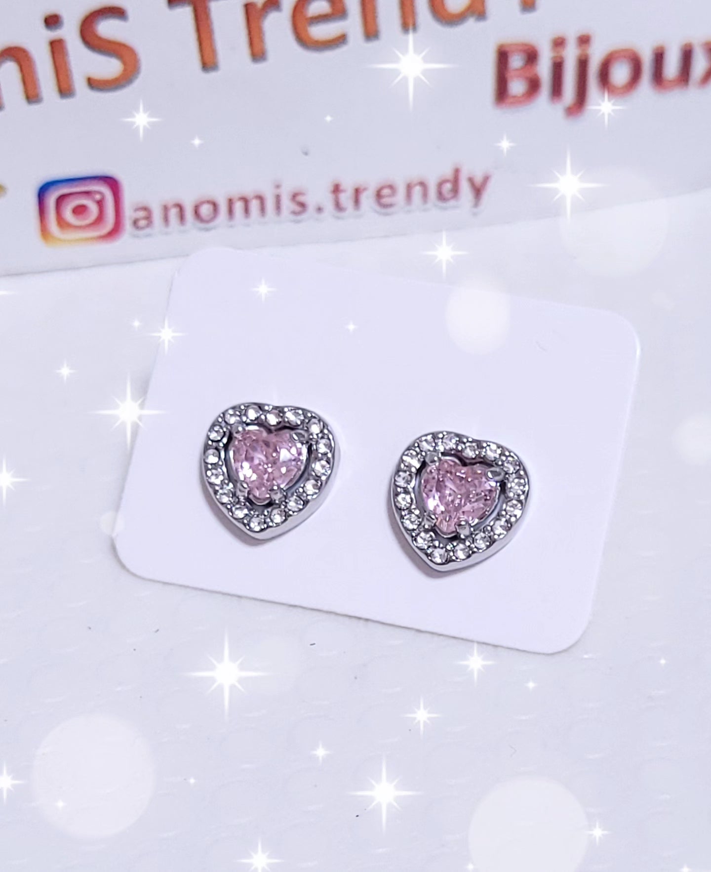 Orecchini a lobo Cuori Crystal con zirconi mod. Pandora