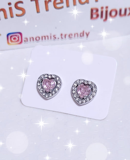 Orecchini a lobo Cuori Crystal con zirconi mod. Pandora