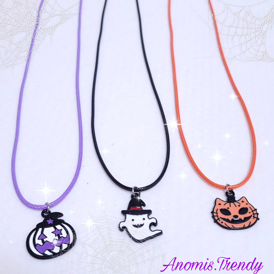 Collana cordino cerato con soggetto Halloween a scelta