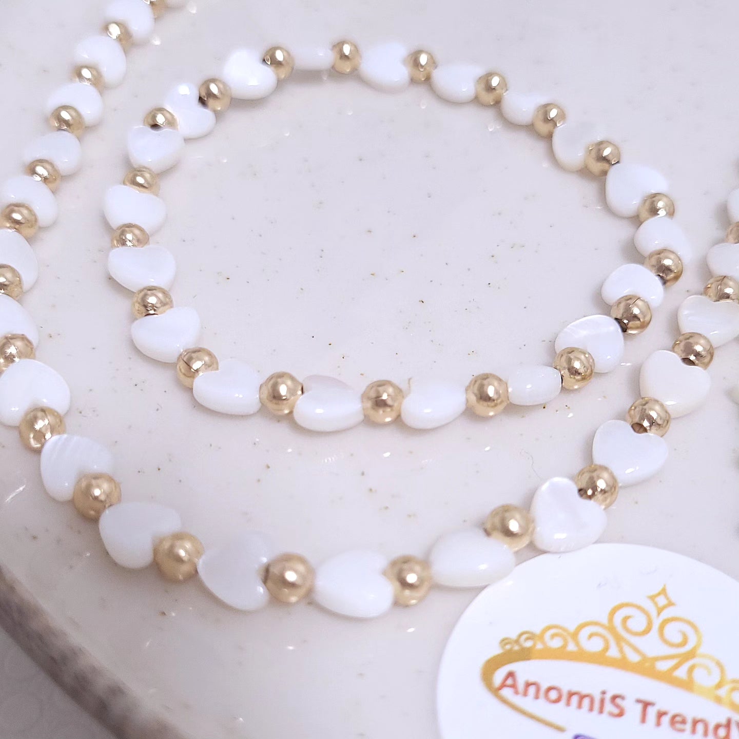 Collana Bracciale Orecchini Cuori/Stelle madreperla & Dorè