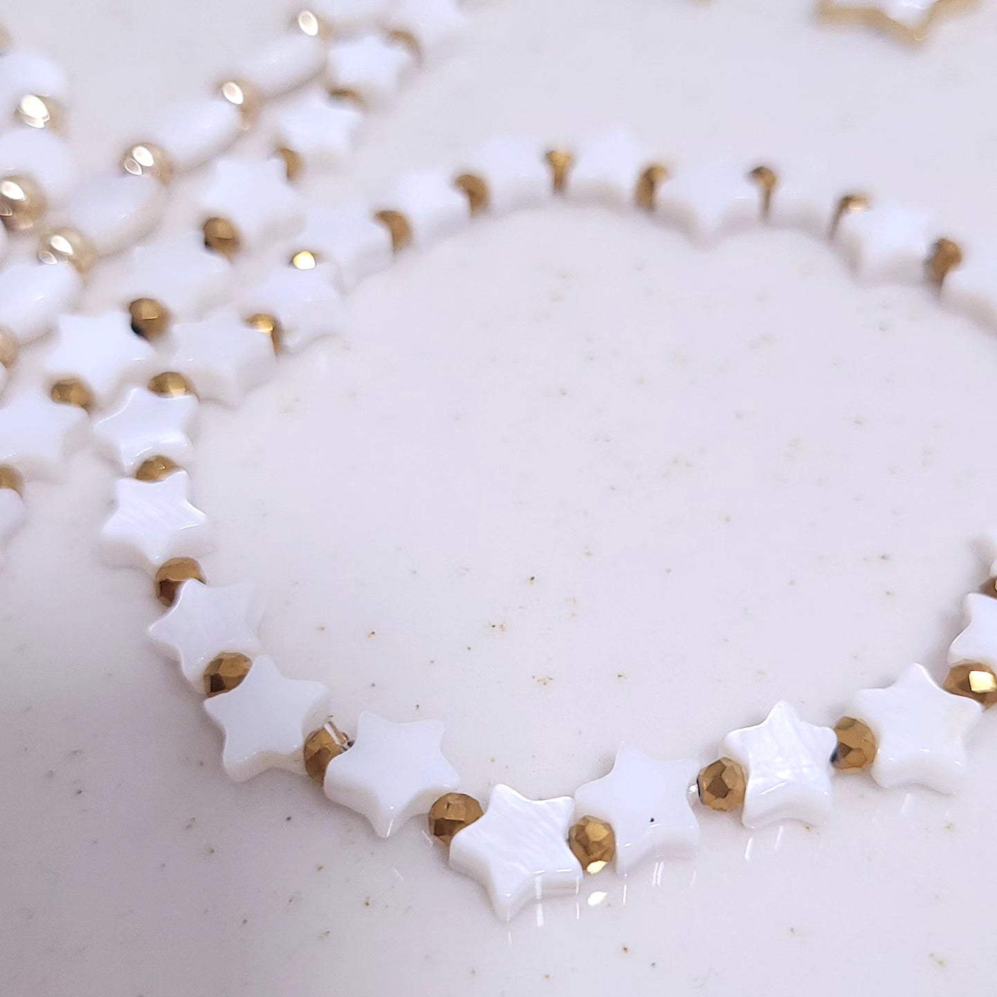 Collana Bracciale Orecchini Cuori/Stelle madreperla & Dorè