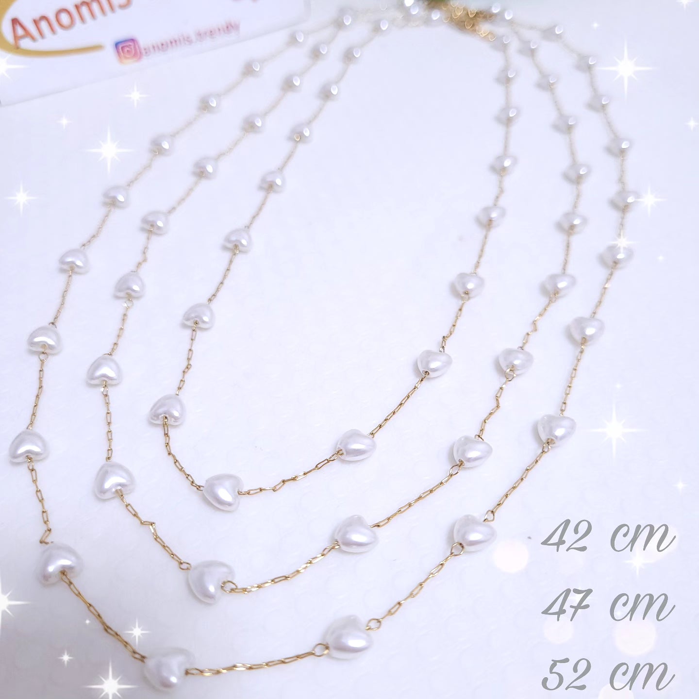 Collana in Acciaio GOLD o SILVER con Cuori tipo MadrePerla