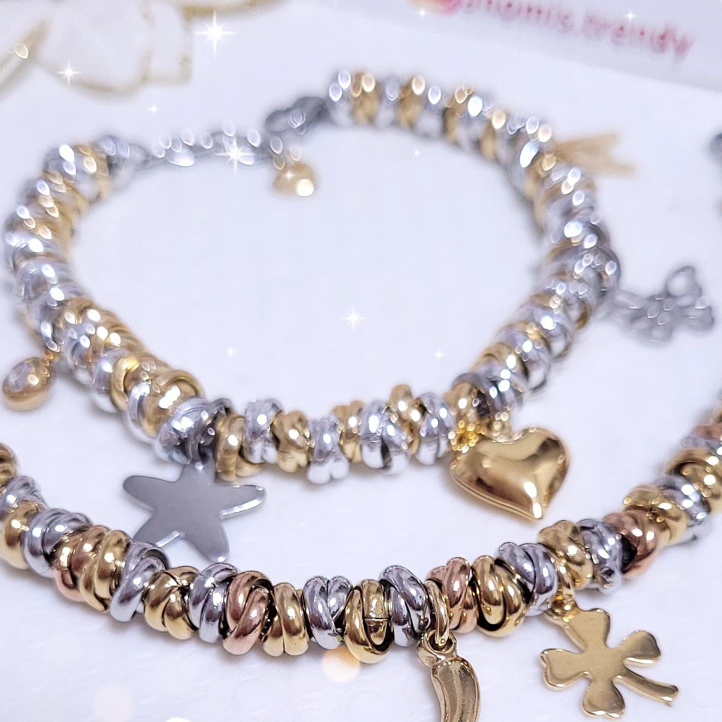 Bracciale Nodini mix Oro & Argento o 3 colori personalizzabile con charms a scelta