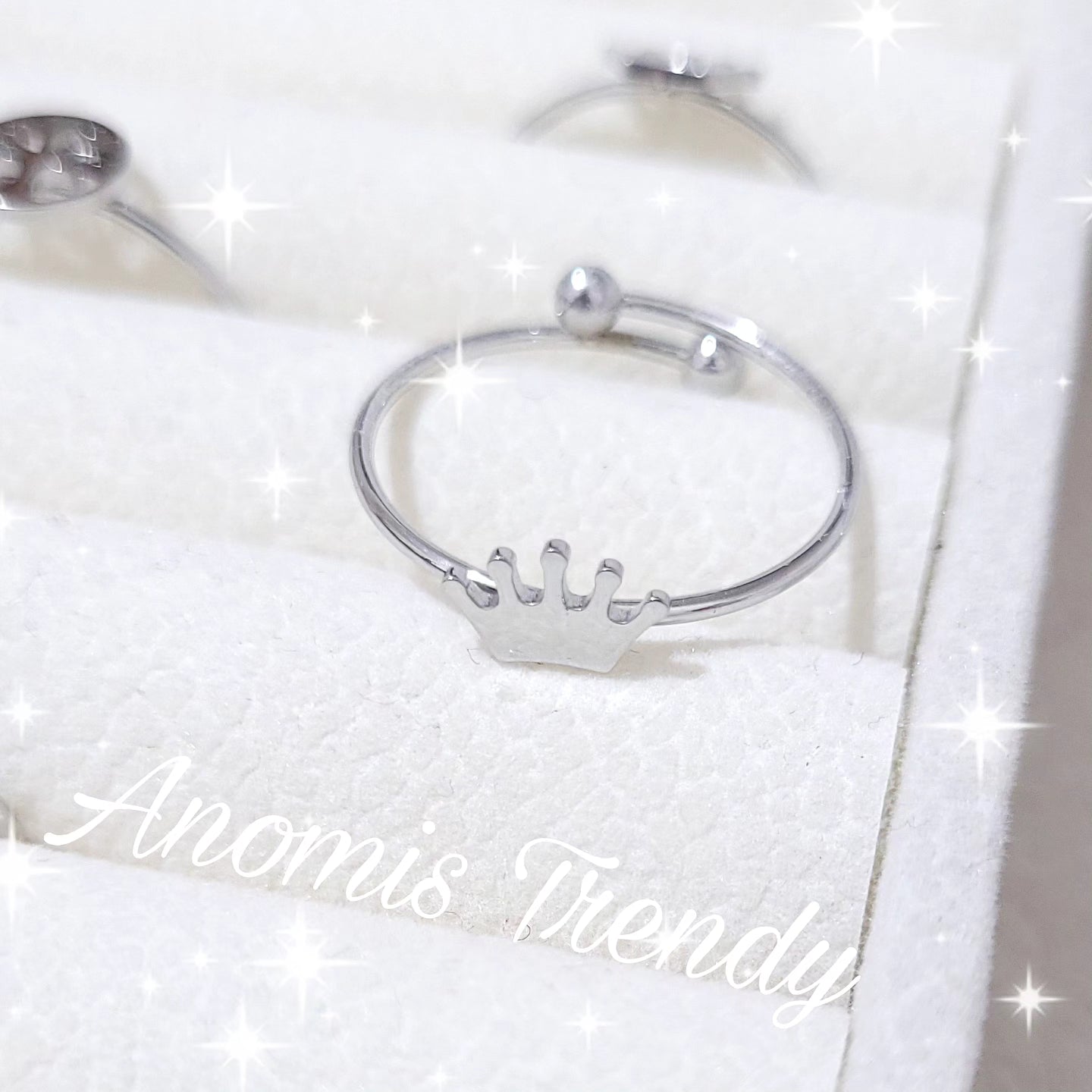 Anello minimal Luna Infinito Corona Albero Vita in acciaio mis. regolabile