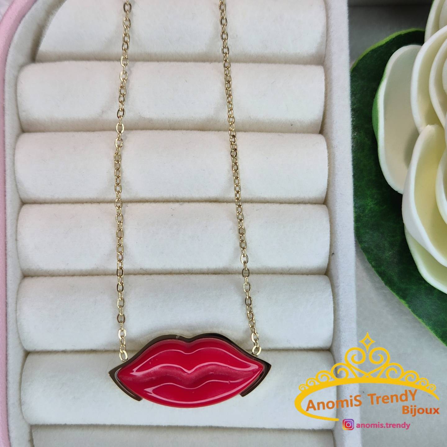 Collezione Bacio 💋 orecchini collana e anello 100% acciaio inossidabile anallergico silver o gold