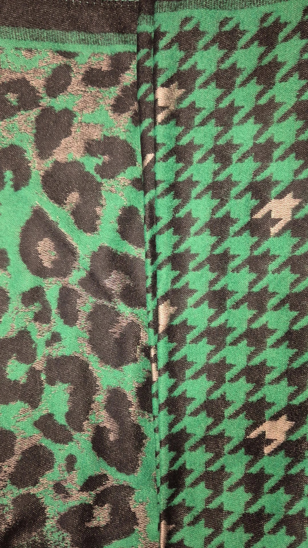Sciarpone caldo fantasia Animalier & Pied de poule 100%Viscosa colore double-face