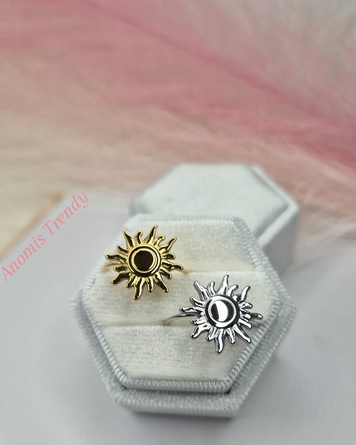 Anello Sole 🌞 acciaio anallergico Silver o Gold mis. regolabile