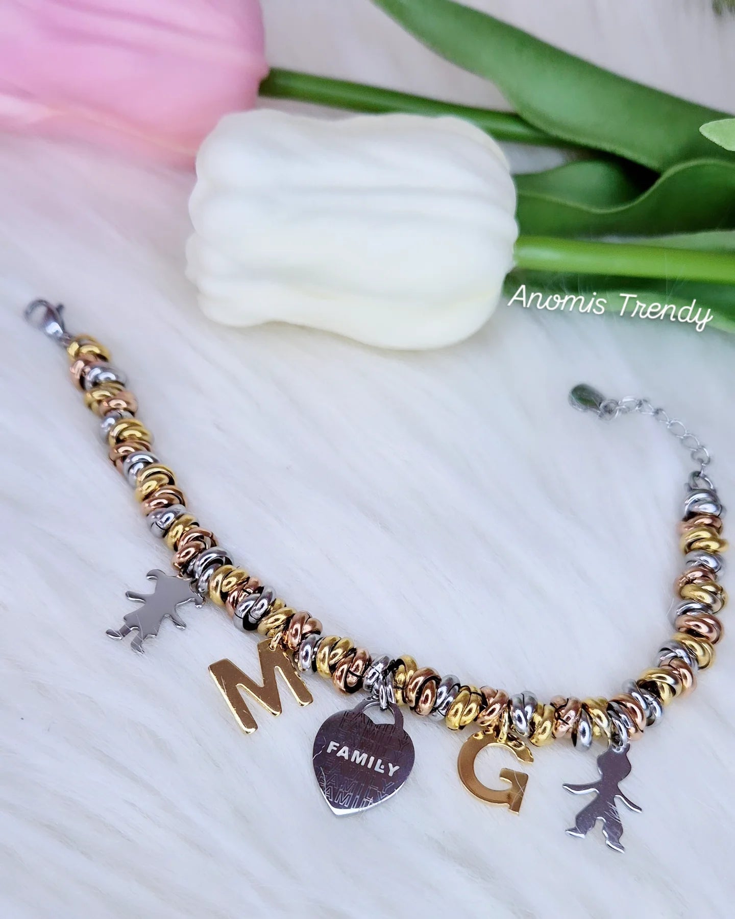 Bracciale Nodini mix Oro & Argento o 3 colori personalizzabile con charms a scelta