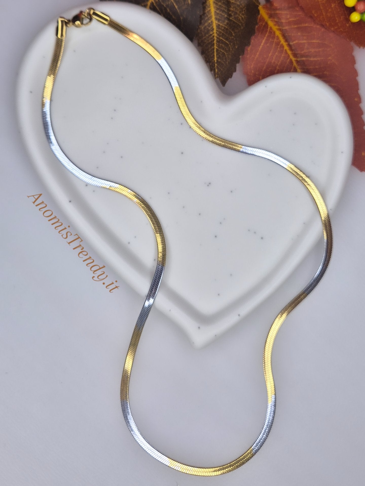 Collana snake in acciaio bicolor 45cm