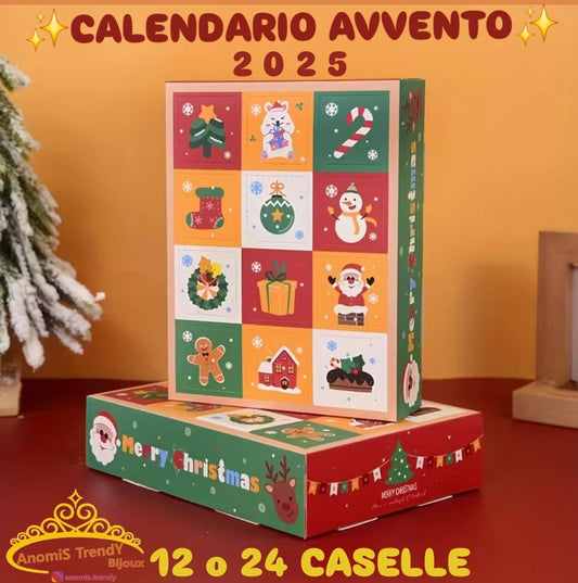 CALENDARIO AVVENTO 2025🎄 12 o 24 CASELLE bijoux/gadgets/accessori in Acciaio Silver, Gold o Mix a scelta